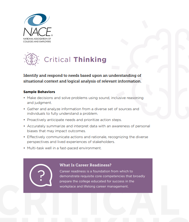 NACE critical thinking competency 